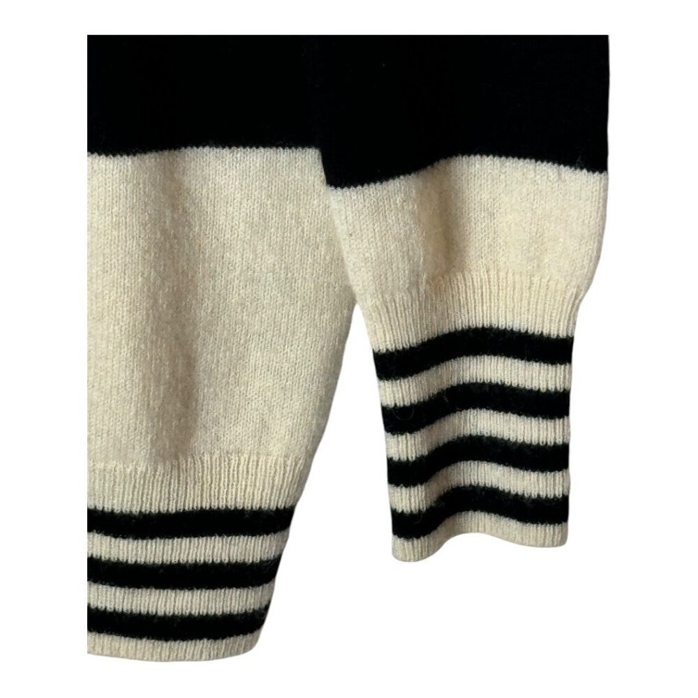 Equipment Cashmere Striped Sweater Women Small Black Ivory Knit Quiet Luxury - Picture 4 of 9